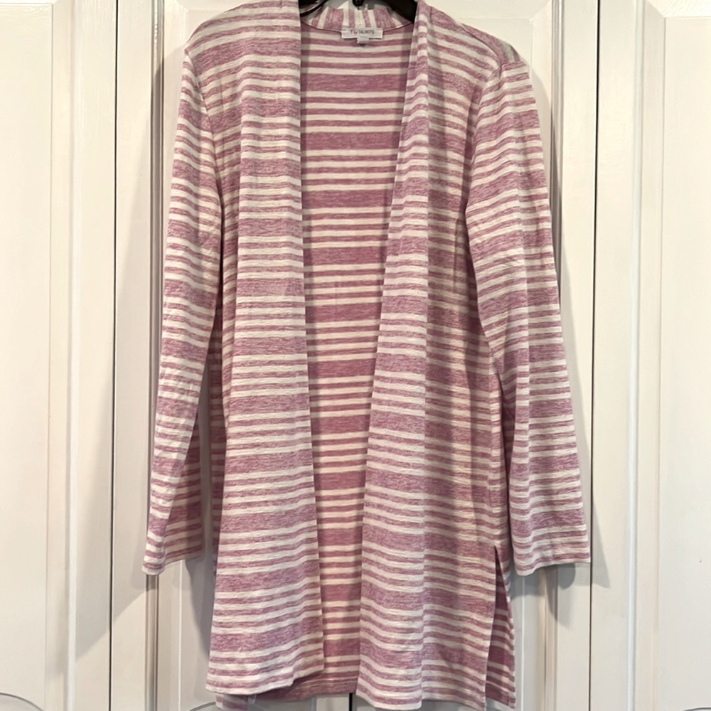 Talbots Lilac Striped Sweater Cardigan L EUC
